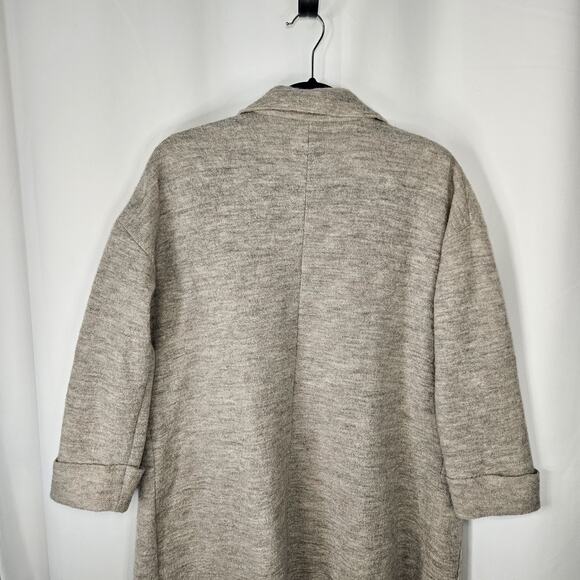 Stapf Austria Gray Beige Wool Open Long Cardigan Sweater Duster Medium - Picture 4 of 7